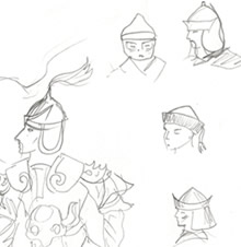 Sketches of Ancient Chinese warriors